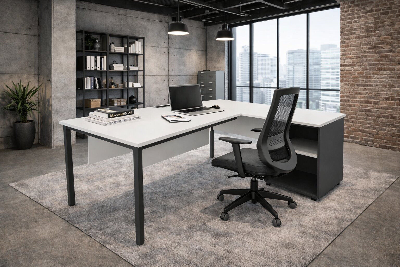 Corner Alt Etajerli Çalışma Masası