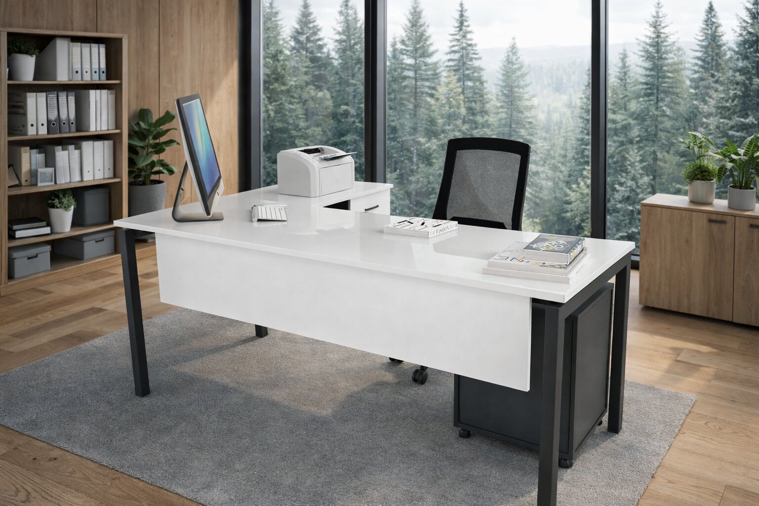 Ear L Etajerli Çalışma Masası