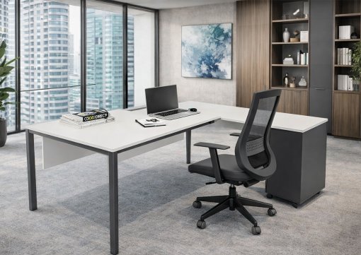 Corner Etajerli Çalışma Masası