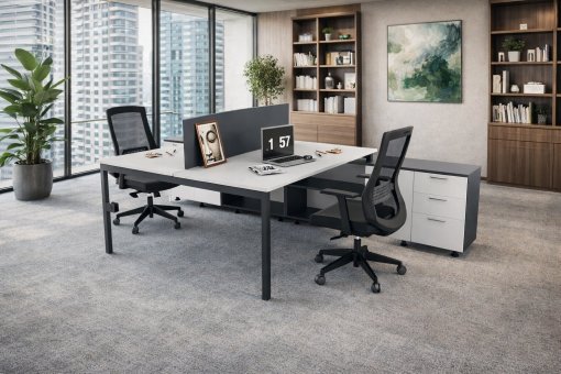 Ear 2'li Uzun Etajerli Workstation